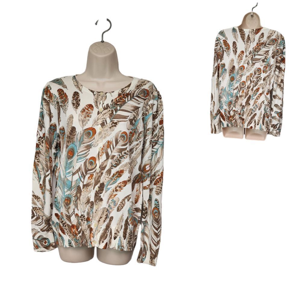 Talbots Womens Knit Cardigan Sweater Pockets Mandarin Collar Long Sleeve SZ XLP